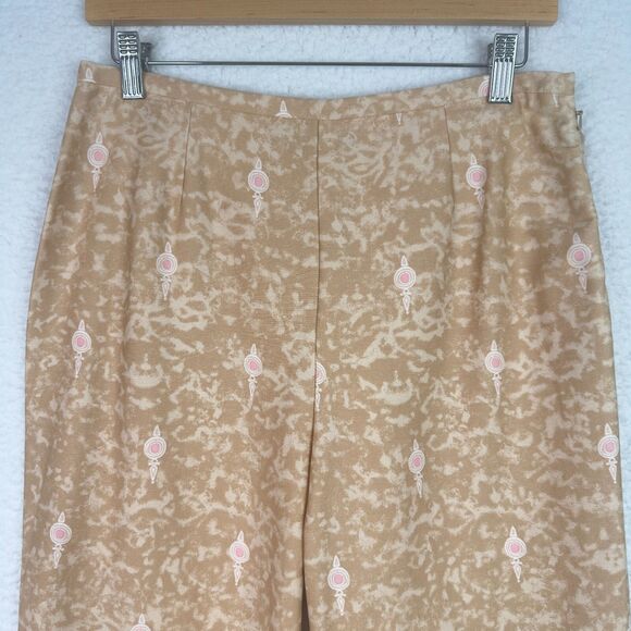 Nancy Bolen City Girl Sahara Denim Pants Tan Tie‎ Dye Zebra 10 Cropped Boho NWT - Picture 2 of 15